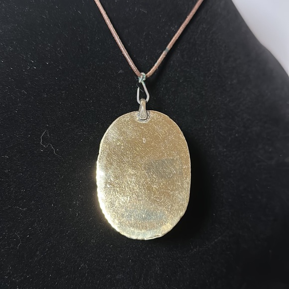 Large Persian Inlaid Turquoise & Brass Necklace - Picture 5 of 6